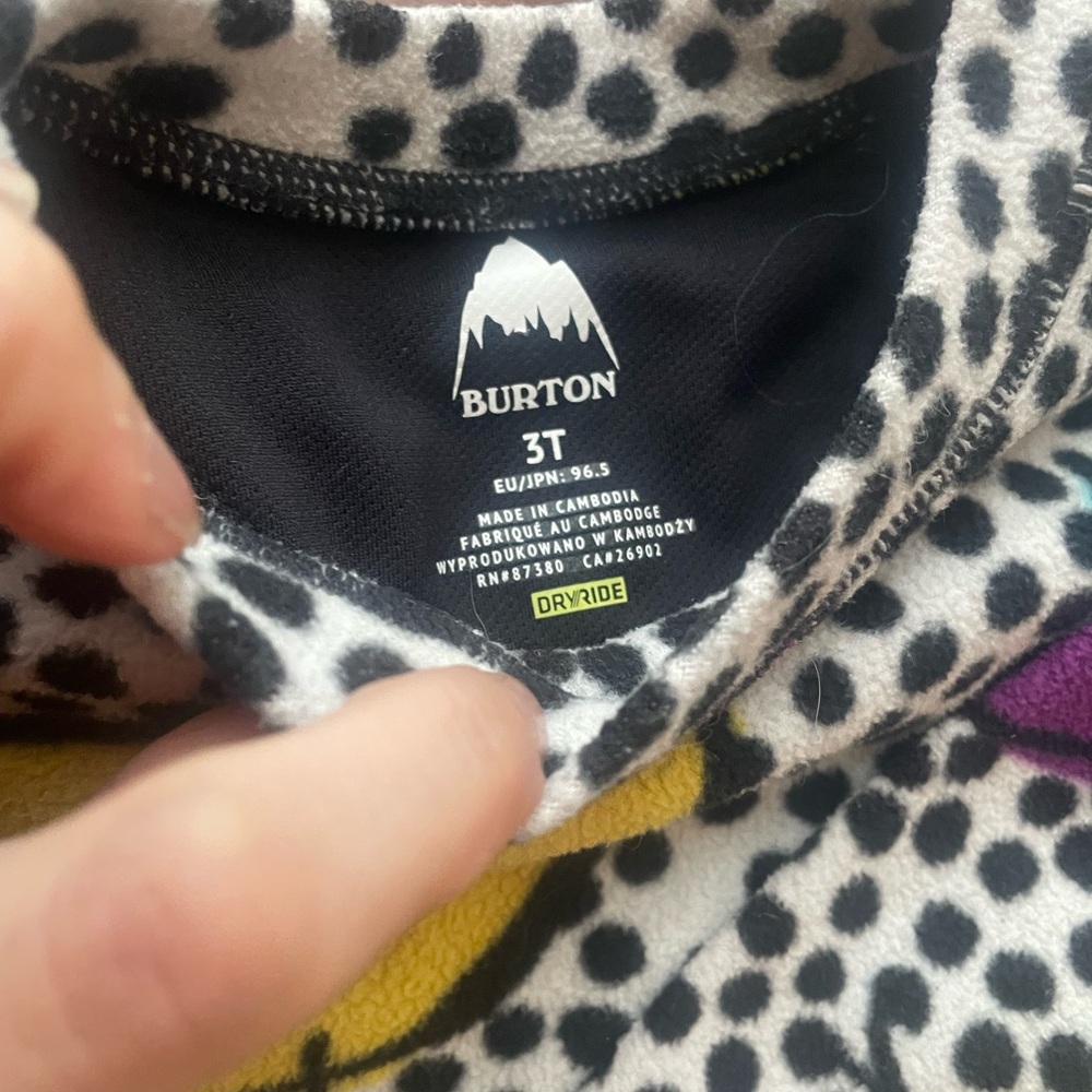 Burton 3T Black Polka Floral Fleece Set with Yellow, Purple, Teal & Lime Accents - Picture 4 of 5